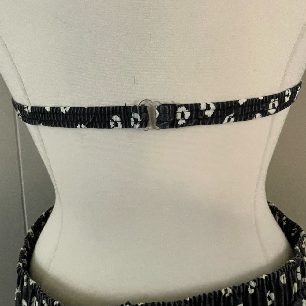 Vintage Floral Bikini Top Shorts Set Women’s XL Black White High Rise Union - Picture 8 of 15